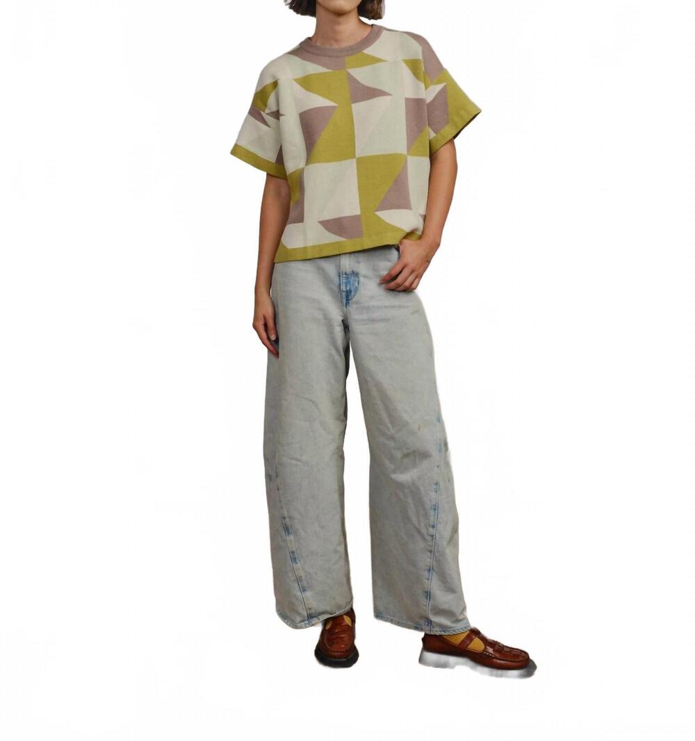 NEW THE ENDERY calder short sleeve sweater tee in vista palette